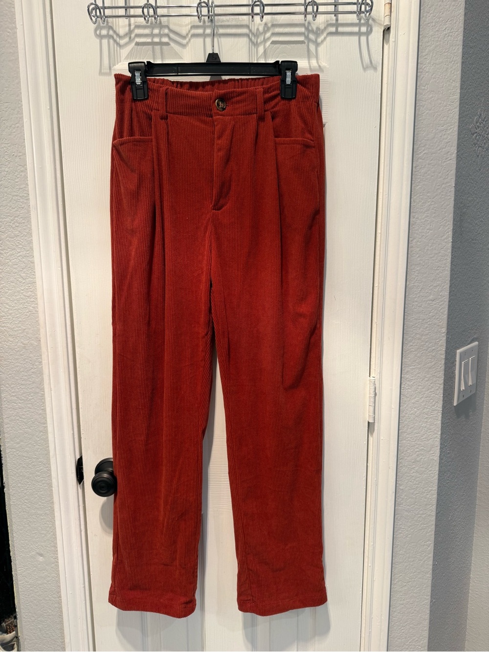 🧡Rust Orange Corduroy Wide Leg Pants | High Rise | Medium - Picture 2 of 5
